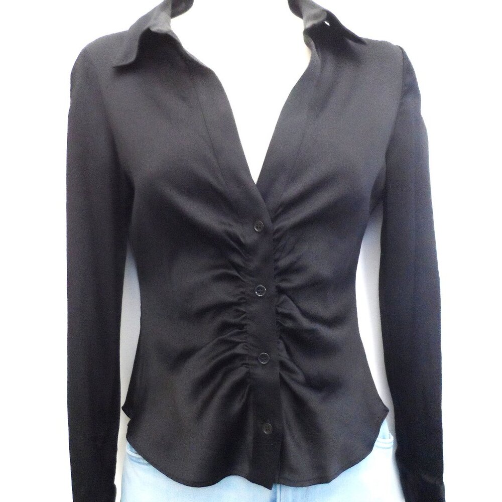 Zara black sateen blouse- size XS